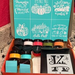 Chalk Couture Autumn Stencil Set with Vibrant Chalk Pastes